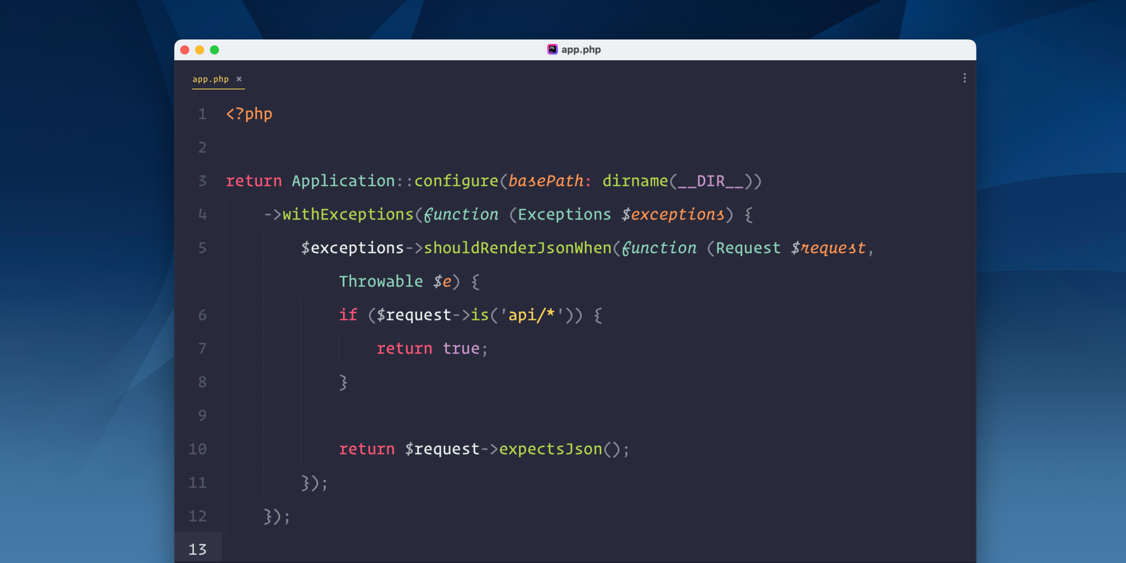 Always Render API Exceptions as JSON in Laravel