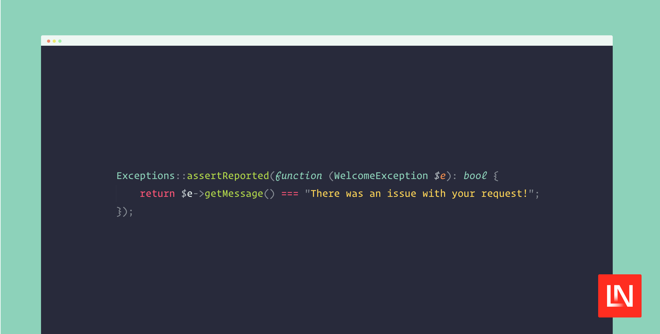 Asserting Exceptions in Laravel Tests