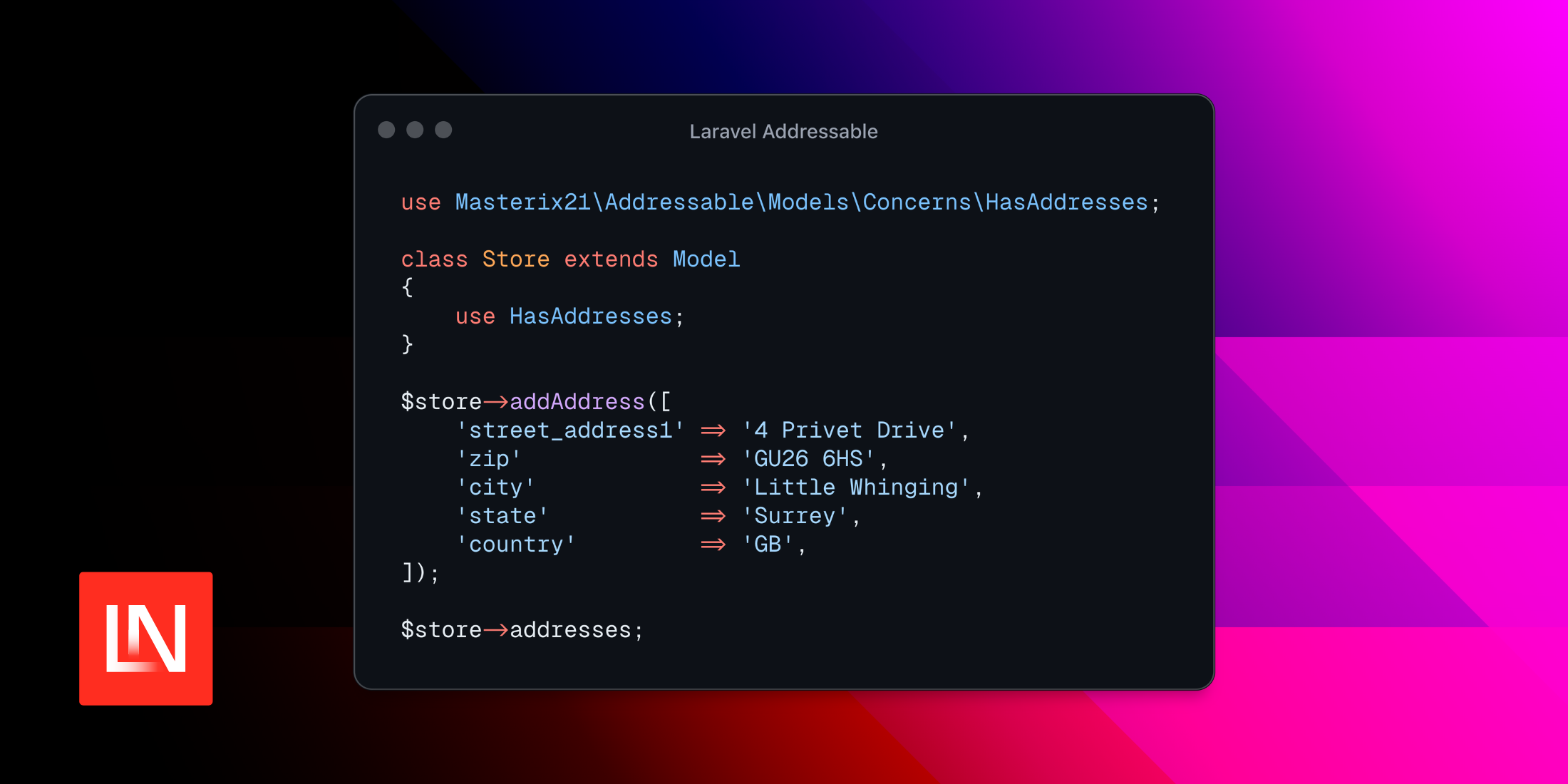 Attach Addresses to Any Eloquent Model with Laravel Addressable