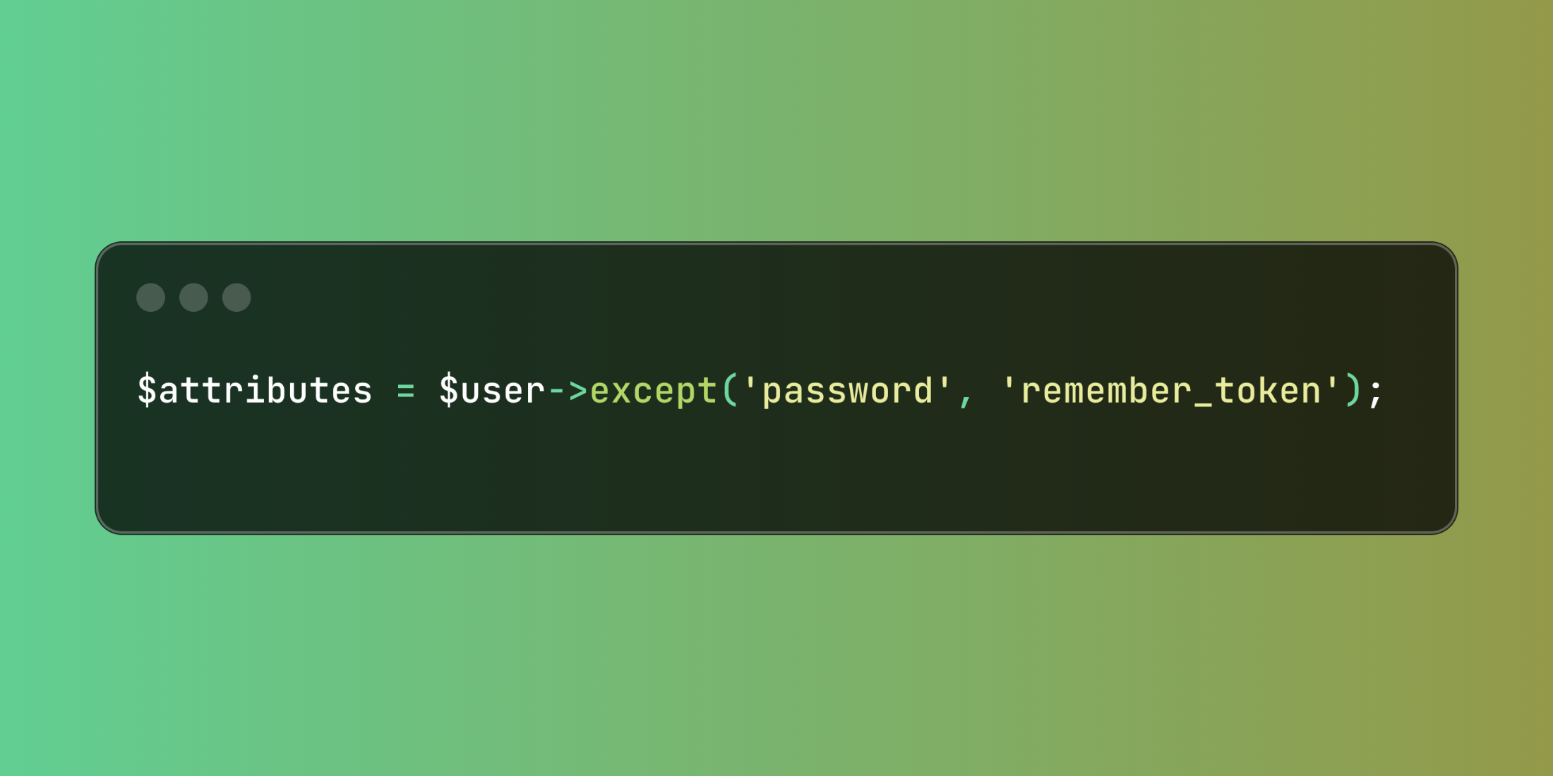 Filter Model Attributes with Laravel's New except() Method