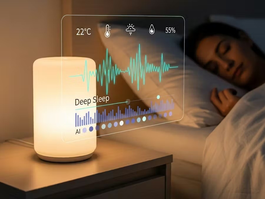 SomnoSphere is an intelligent bedside lamp that helps you sleep better