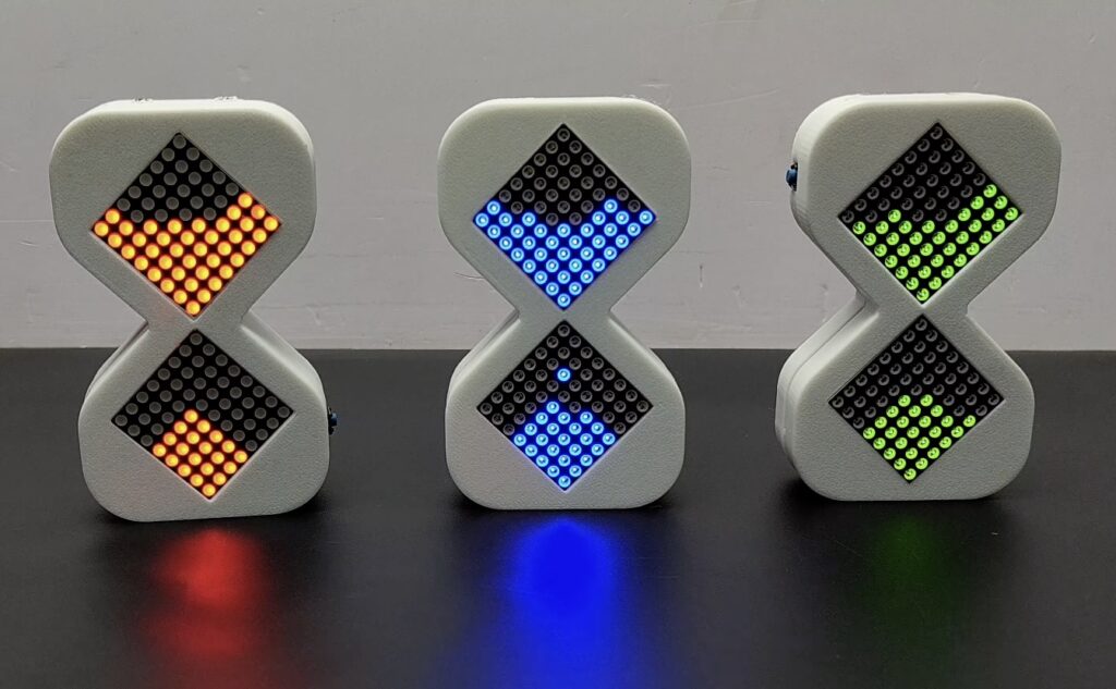 This Arduino Nano R4-controlled hourglass simulates sand with LEDs