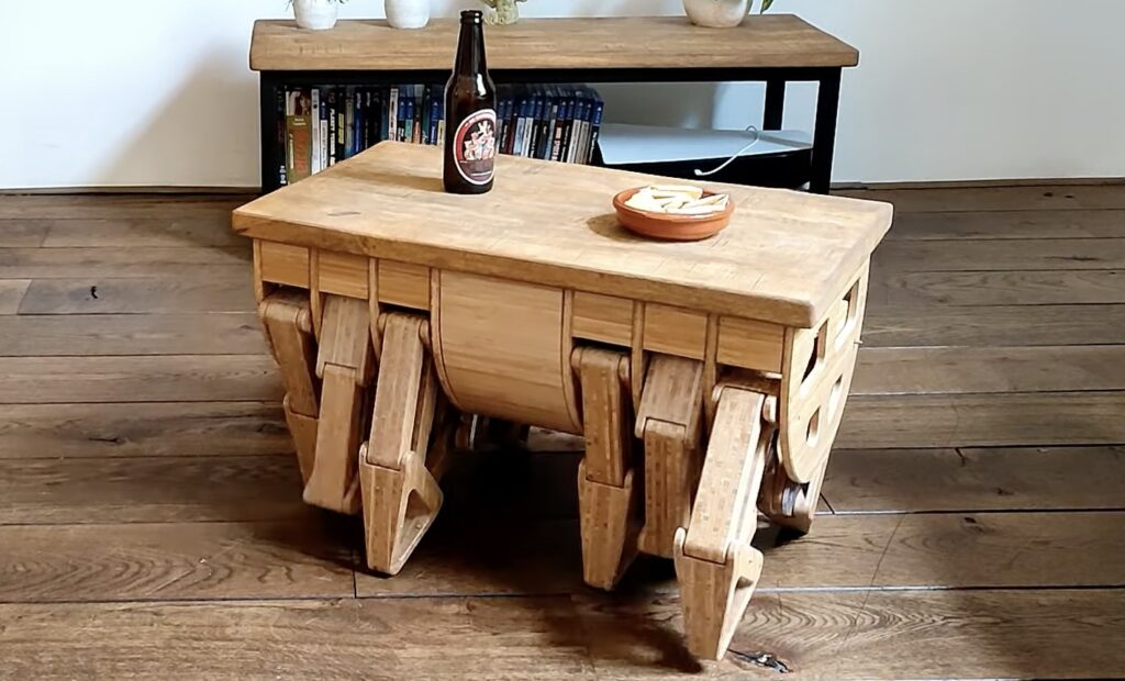 This Strandbeest-style coffee table can deliver drinks